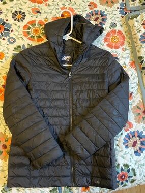 Lands' End Kids Black Hooded Packable Puffer Jacket